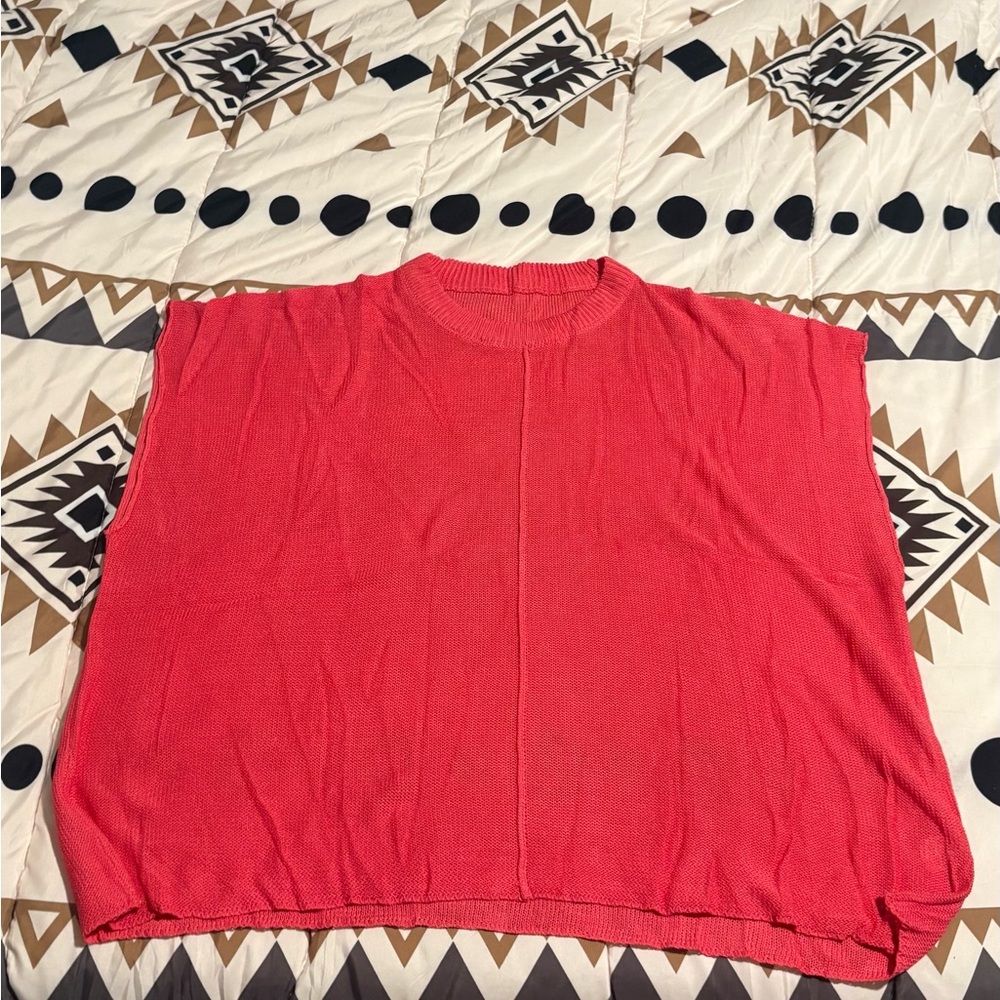 Women's Coral Sleeveless Knit Top